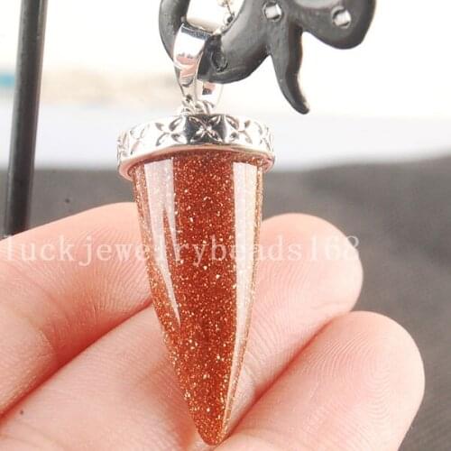 Free Shipping Women Fashion Jewelry New Fashion Goldstone Art Pendant with Chain C3549