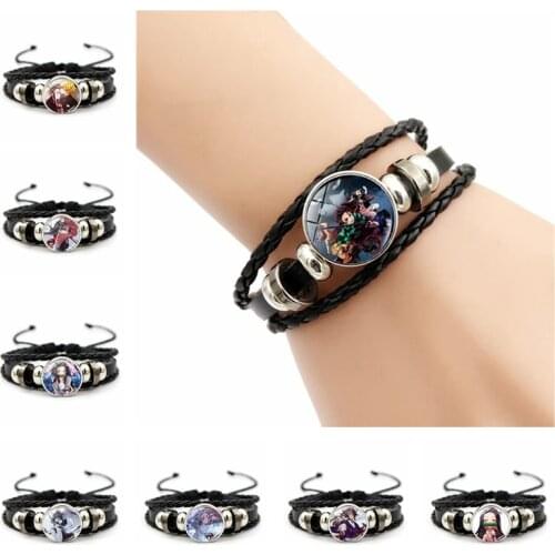 Anime Demon Slayer Bracelet Blade Time Gemstone BeadedHand-woven Glass Material Popular Retro Jewelry Decorative Accessories