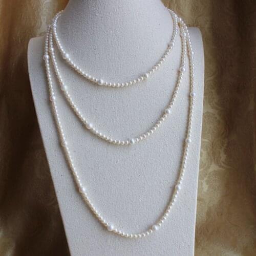 Hot sell natural 200cm long natural high-grade 5-6mm 8-9mm white freshwater pearl sweater chain fashion jewelry