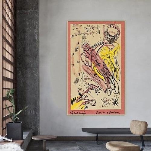 Jackson Pollock《Greetings》Abstract Canvas Art Oil Painting Artwork Poster Picture Wall Hanging Decor Home Living Room Decoration