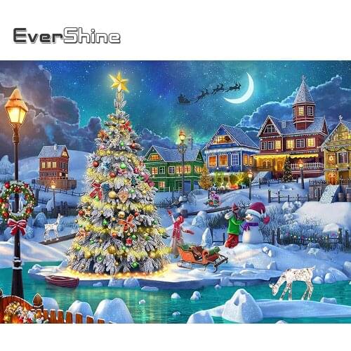 EverShine Full Square Drill Diamond Painting Christmas Tree Diamond Embroidery Landscape Needlework New Arrivals Handmade Hobby