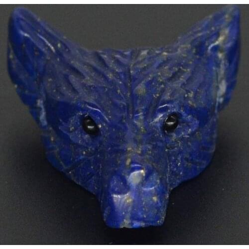 1.4" Howling Wolf Figurine Lapis Gemstone Animal Pendant Hand Carved Stone Necklace Jewelry Man Fashion