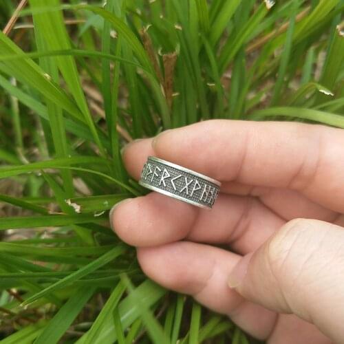 LANGHONG 1pcs Viking Ring Norse Viking Runes Ring Scandinavian Norse Jewelry