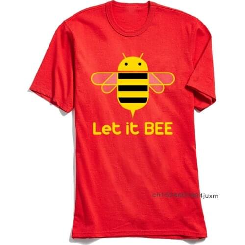 Custom Design T-shirts Men Tshirt Let it Bee Printed Streetwear Short Sleeve Lovers Day Tops Tees Funky 100% Cotton T Shirt Red