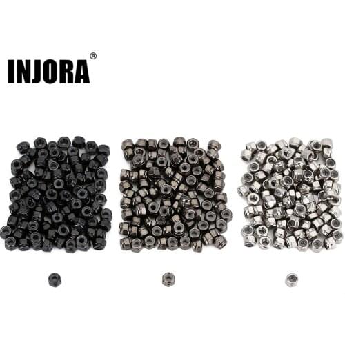 INJORA 100Pcs Metal M2 Nuts for 1/16 1/18 1/24 RC Car Crawler Axial SCX24 AXI90081 AXI00002 AXI00001 Parts