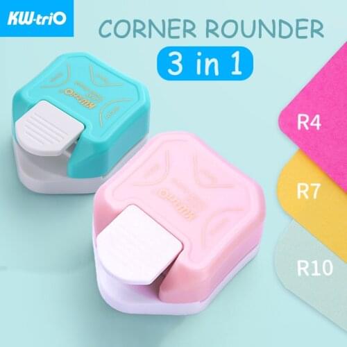 KW-trio 3-in-1 Corner Rounder Punch R4/R7/R10mm Round Corner Trimmer Cutter for Card Photo Paper Laminating Pouches