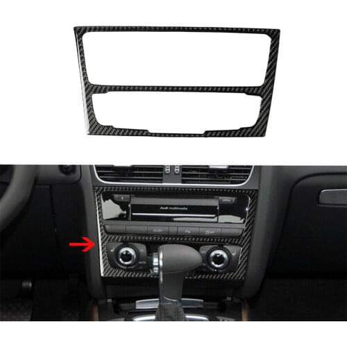 Carbon Fiber Car Center Console CD Panel Frame Decoration Sticker Trim For Audi A4 B8 A5 Q5 B7 2009-2017 Interior Mouldings