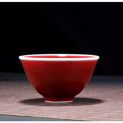 China Jingdezhen red glaze teacup handmade ceramic Japanese style Kungfu teaware tea cup individual master cup