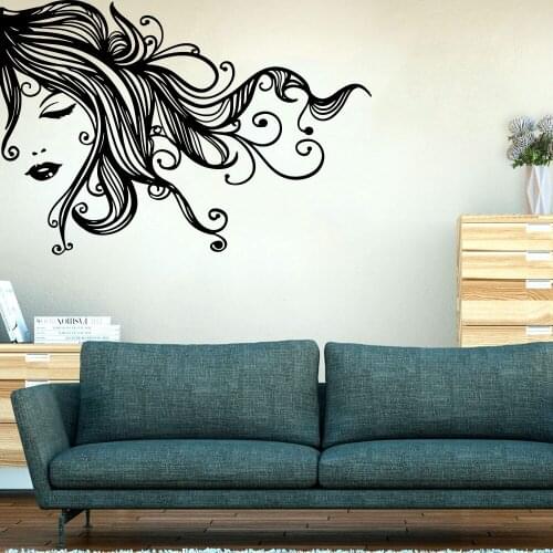 Beauty Pop Femal Hairdress Salon Wall Decal Girl Room Fashion Sexy Makeup Hair Spa Salon Wall Sticker Vinyl Shop Decor