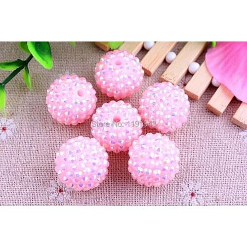 Kwoi vita Bright Jelly pink AB AAA Quality 20mm Chunky 100pcs/lot Resin Rhinestone Ball beads for Kids Girl Jewelry