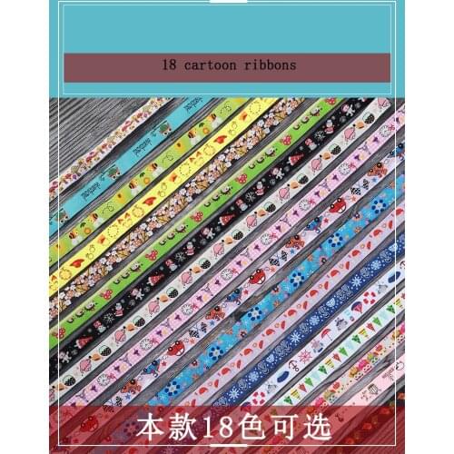 Wholesale Random 18 styles 5/8" 16 mm x 9YARD/LOTS 100% Polyester Woven Jacquard Ribbon with Cartoon ribbon collar