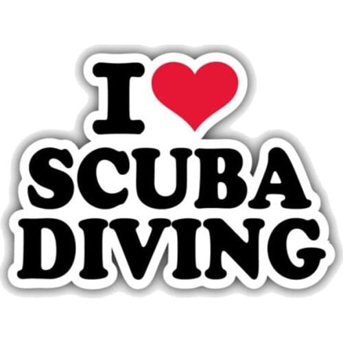 Hot Sell Personality I Love Scuba Diving Car Stickers Accessories Motorcycle Sunscreen Waterproof PVC 13cm*9cm