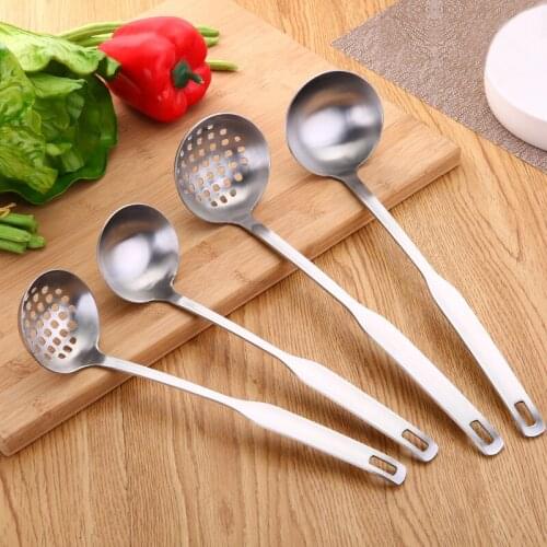 Stainless Steel Thickening Colander Filter Oil Spoon Handle Soup Hot Pot Spoon Kitchen Vegetable Strainer Cook Tool