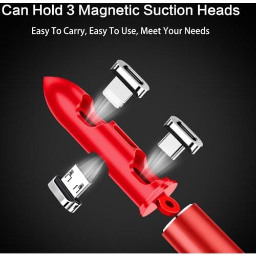 Magnetic Cable Plug Box Portable Type-C Micro USB C 8 Pin Phone Cable Ellipse Magnet 3 Type Plug 3 in 1 Storage Box