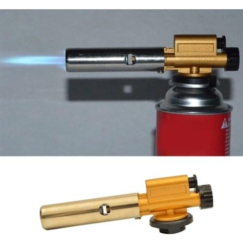 Metal Electronic Ignition Copper Flame Gun Butane Gas Burners Maker Torch Lighter For Outdoor Camping Picnic Cooking Welding