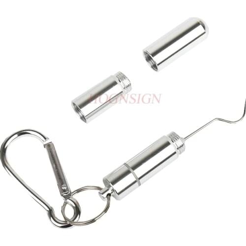 Metal Toothpick Stainless Steel Tooth Pick Hook Hook Portable Key Ring Aluminum Alloy Toothpick Toothpick Box Sale