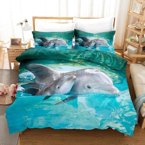 Cute Dolphin3d Bedding Set Animal Bed Linen Quilt Duvet Cover Sets Home Decor Twin Single Queen King Size Fashion Modern Gift