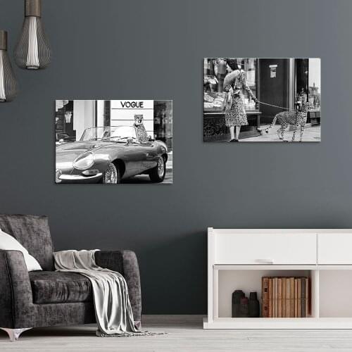 Fashion Animal Vintage Vogue Black White Wall Art Canvas Painting For Living Room Decor Nordic Posters And Prints Wall Pictures