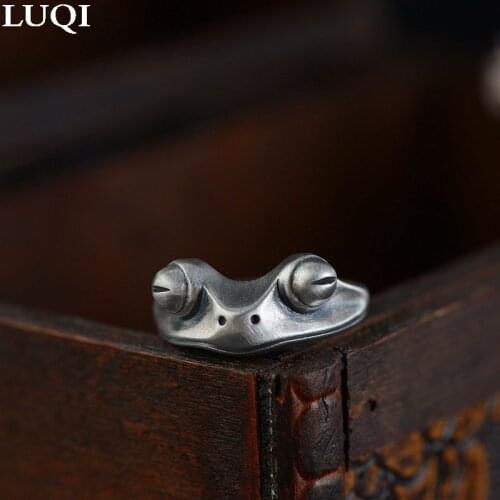 Womens Fashion Frog Shape S925 Retro Thai Silver Adjustable Rings NJ696
