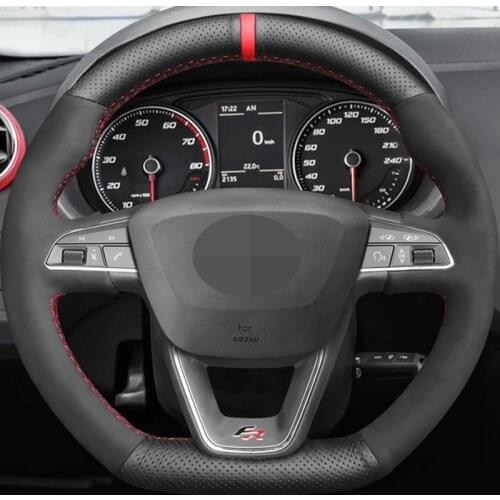 Genuine Leather Suede Car Steering Wheel Cover For Seat Leon Cupra R Leon ST Cupra Leon ST Cupra Ateca Cupra Ateca FR