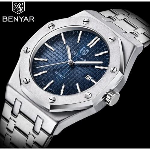BENYAR Design 2021 New Luxury Fashion Men' Quartz Watches Multifunctional Waterproof Automatic Date Luminous Pointer Watch Reloj