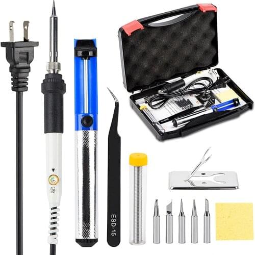 JCD soldering iron kit 60W 110V 220V Adjustable Temperature Hand Solder welding tools soldering tips wire Desoldering Pump kits