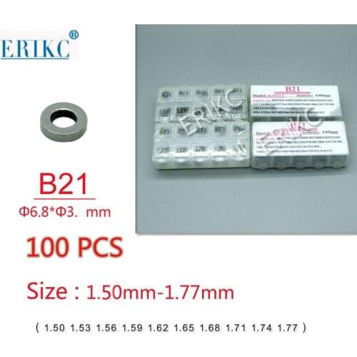 ERIKC B21 Diesel Fuel Injector CRI Adjustment Washer Set 100 Pieces Common Rail Injection Adjusting Shim Sizes 1.50-1.77mm