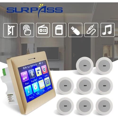 Touch Screen Power Stereo Sound Wall Amplifier Bluetooth FM Radio PA Ceiling Speaker for Home Audio Theater System HiFi Player
