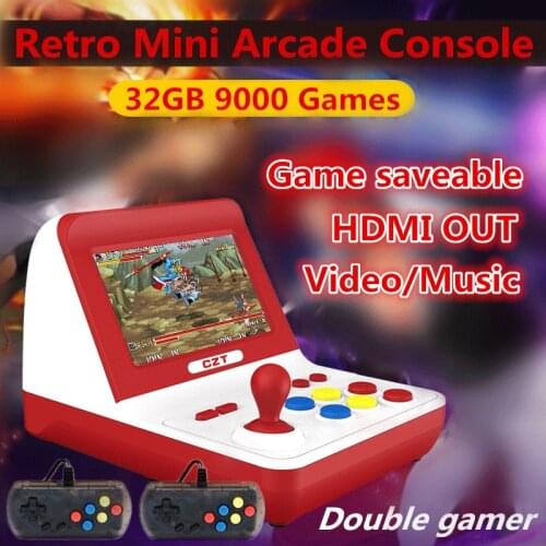 New 4.3/7.0 inch retro mini arcade console 32GB Built-in 9000 game for cp1/cp2/neogeo/gb/snes/nes/sega/bin free handle*2 mp4