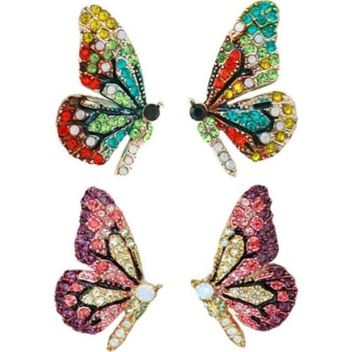 New Fashion Butterfly Wings Earrings Female Rhinestone Wild Personality Metal Earrings Sweet Romantic Jewelry