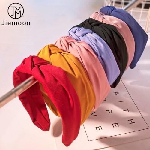 New Solid Color Headband Knot Hair Hoop for Women Simple Cotton Fabric Cross Pearl Girls Hairband Make Up Hair Accessories FG070