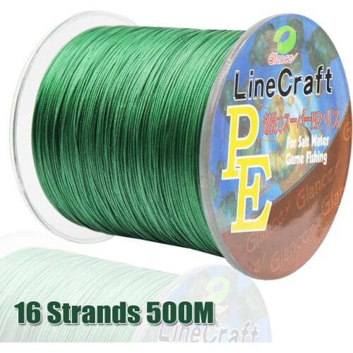 PE 16 Strands Braided Fishing Line 500m 8 Colors Super Strong Japan Multifilament Fishing Line 60LB 80LB 110LB 220LB 310LB