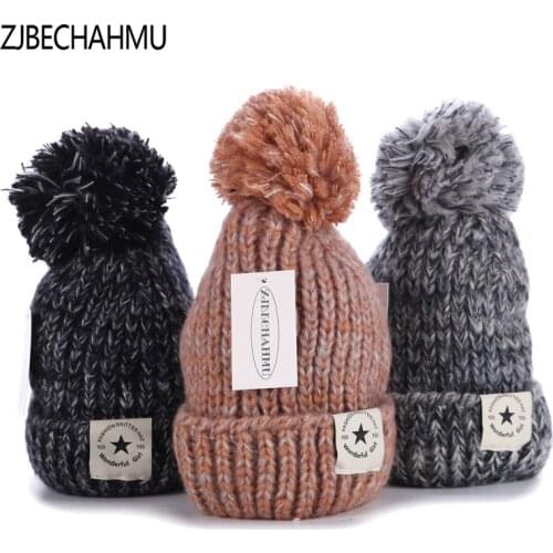 Casual New Solid Wool Warm Pompoms Skullies Beanies Hats For Women Girl Winter Cotton Elegant Outdoor Skullies Beanies Hats