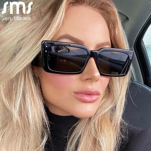 Luxury Square Sunglasses Women 2021 Vintage Black Rectangle Brand Designer Retro Sun Glasses Female Eyeglasses UV400 Oculos