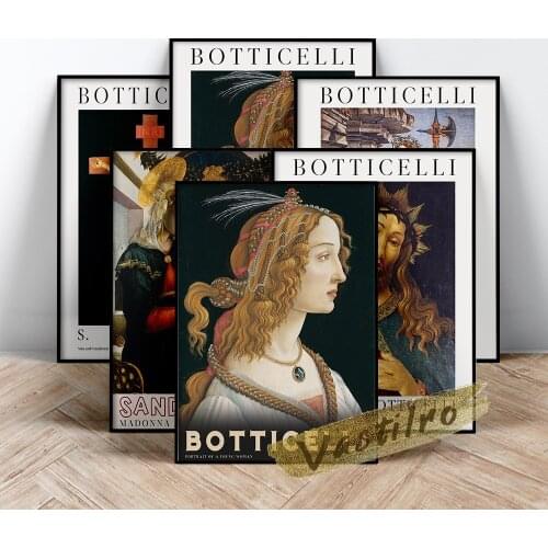 Sandro Botticelli Vintage Print Art Poster Exhibition Museum Canvas Painting Home Decor Living Room Wall Art Prints Picture Gift