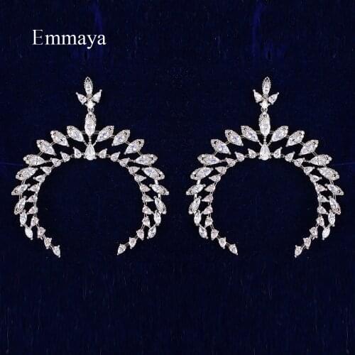 Emmaya Ingenious Design Open Round Shape Full Of Cubic Zircon For Women Personality Earring In Modern Party Fashion Decoration