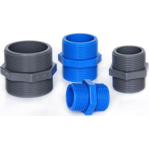 2Pcs 1/2" 3/4" 1" 1-1/4" 1-1/2" 2" Male Thread Hex Nipple Union PVC Pipe Fitting Coupler Adapter Water Connector