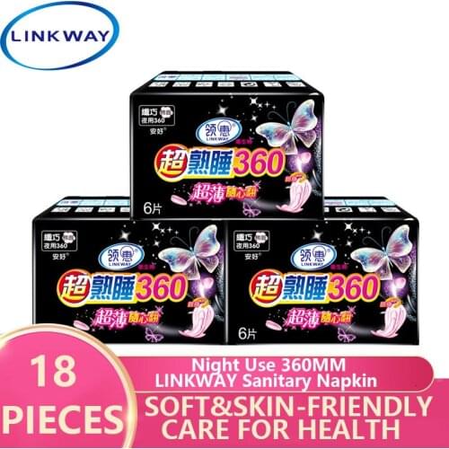 Linkway Ultra-Breathable Sanitary Napkins, 3 Packs For Night Use, Cool Sensation Sanitary Products, Great Value And Cheap