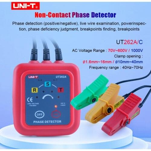 UNI-T UT262A UT262C Non-Contact Phase Detectors 3 Phase Sequence Circuit Break Detection Voltage Detection