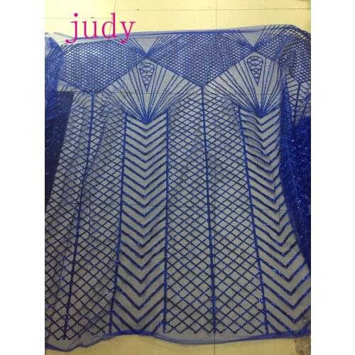 Stock 5yards/bag Blue check flash powder mesh fashion French style cloth for wedding dress festival celebrations Free shipping