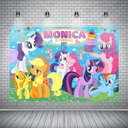 My Little Pony cartoon vinyl photography background is a special prop for shooting background for newborn kids birthday party