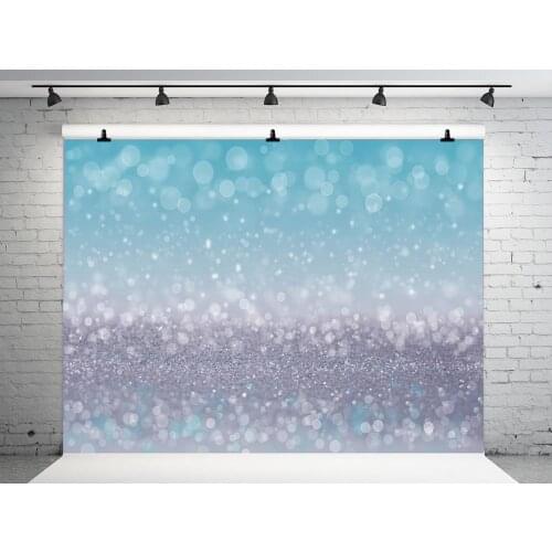 VinylBDS 7x5ft Light Blue Glitter Photography Backdrop Bokeh Blurry Backdrops Glitter Spots Backgrounds