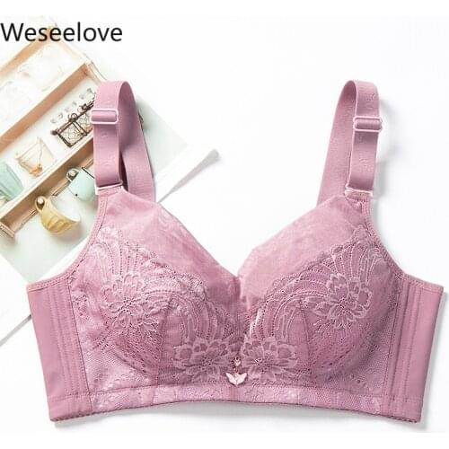 Weseelove Lace Floral Bralette Sexy Lingerie Comfort Adjusted Bras for Women Push Up Bra Underwear No Rims Plus Size Bra M07-2