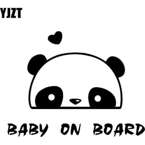 YJZT 15.6X12CM PANDA LOVE Cute Cartoon Vinyl Decal BABY ON BOARD Warning Car Sticker C25-0292
