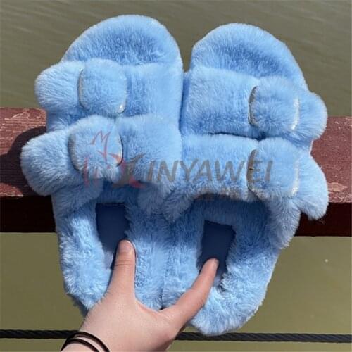 Womens Sandals 2021 Fur Slippers Faux ,Fur Fluffy Slippers,Summer Outdoor Slippers,Sandals,Original Shoes
