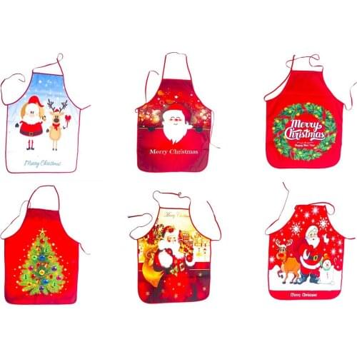 1Pcs Red Christmas Aprons Adult Santa Claus Aprons Women and Men Dinner Party Decor Home Kitchen Cooking Baking Cleaning Apron