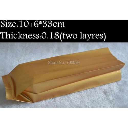 10*33+6cm 150pcs/lot,Metallic Golden aluminum organ bag Coffee bean packaging bag Vacuum tea bags,Heat seal Aluminum foil Bag