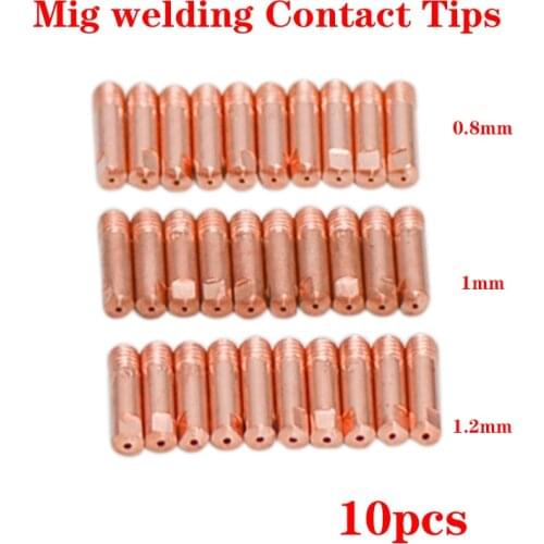 10pcs/set MB-15AK M6*25mm MIG/MAG Welding Torch Contact Tip Gas Nozzle 0.8mm 1mm 1.2mm Welding Nozzles