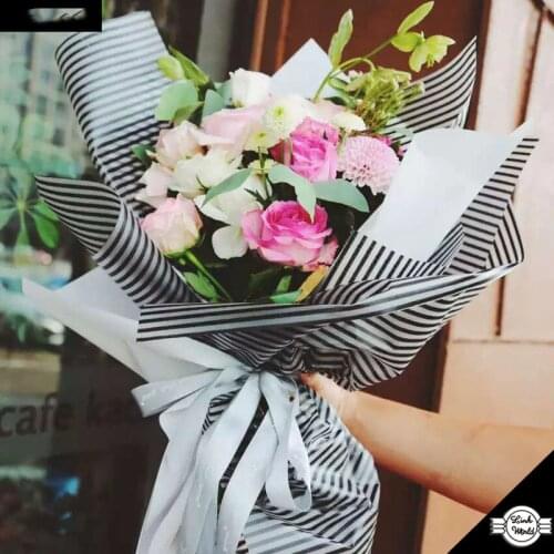 20pcs/lot 60*60cm Stripe Flower Bouquet Packaging Florist Supply Gift Wrapping Paper Handmade Material Decor for Home
