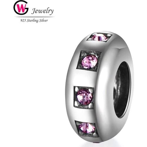 2019 Shiny Sweet Pink Crystal Beads Fit For Original Pandora Charms Bracelet Necklace Accessories DIY Making